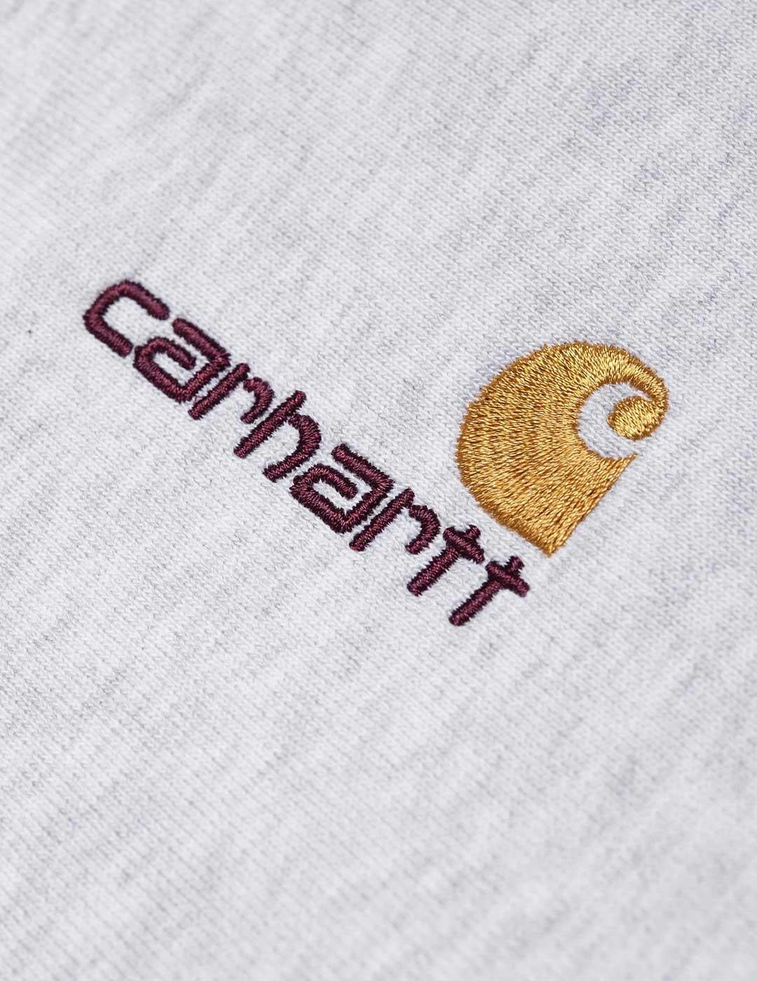 Sudadera Carhartt HALF ZIP AMERICAN SCRIPT - Ash Heather