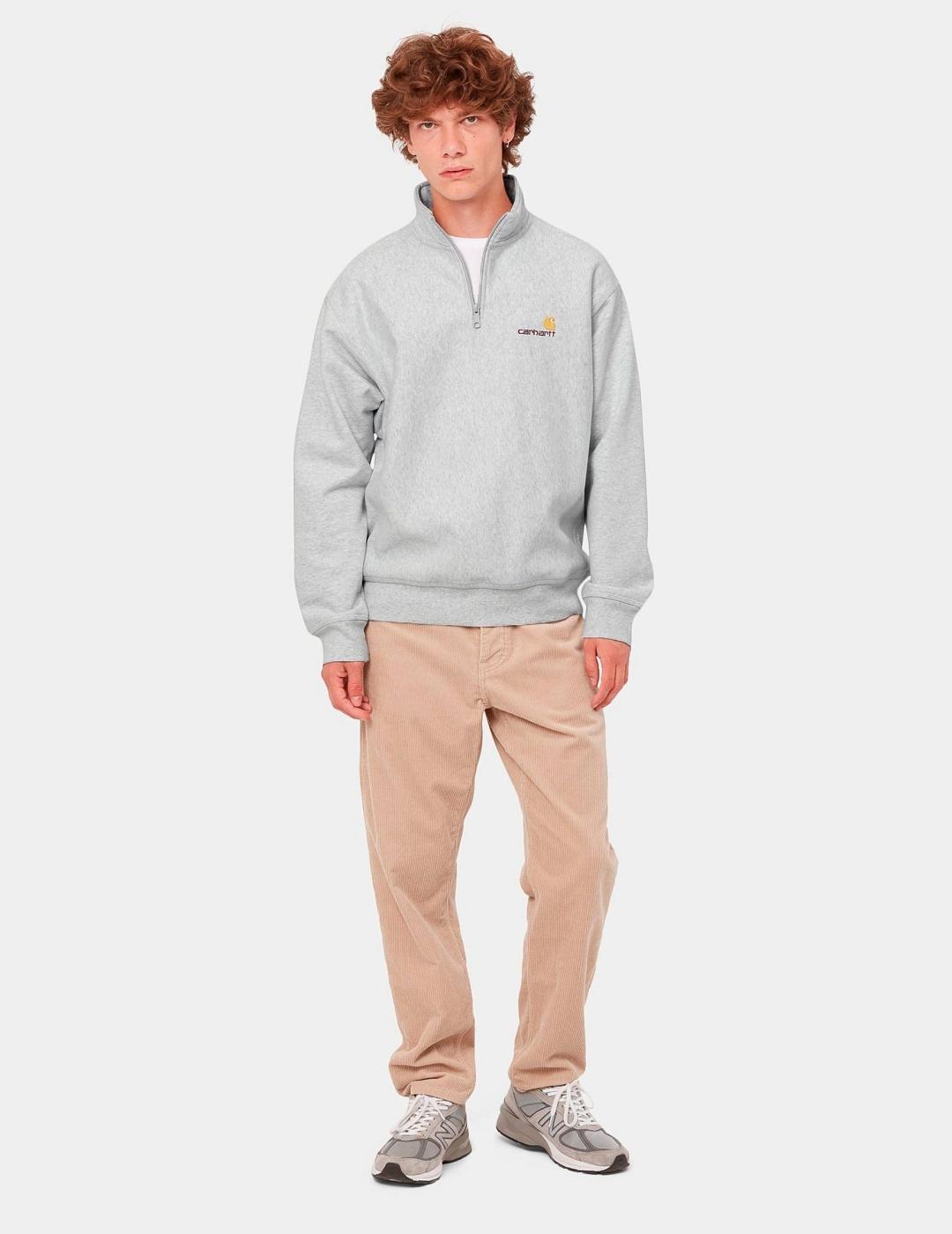 Sudadera Carhartt HALF ZIP AMERICAN SCRIPT - Ash Heather