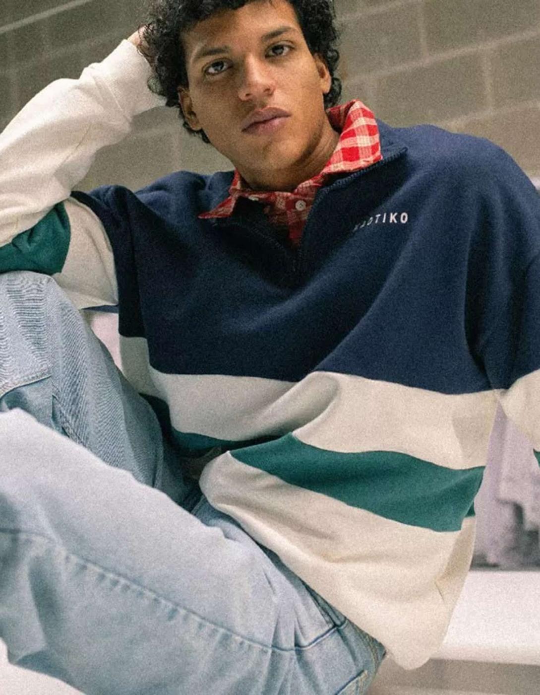 Sudadera Crew CARTER - Ivory/Navy/Heura
