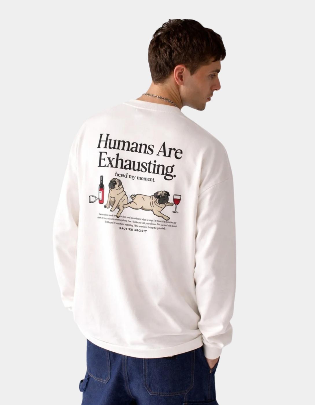 Sudadera Crew HUMANS ARE EXHAUSTING - White