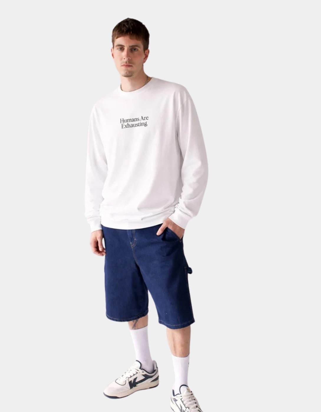 Sudadera Crew HUMANS ARE EXHAUSTING - White