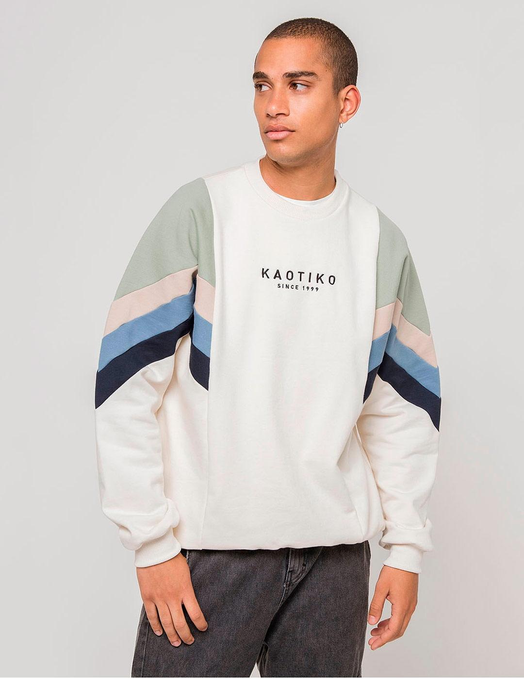 Sudadera Crew KAOTIKO SEATTLE - Marfil/Fresh Green/Azul