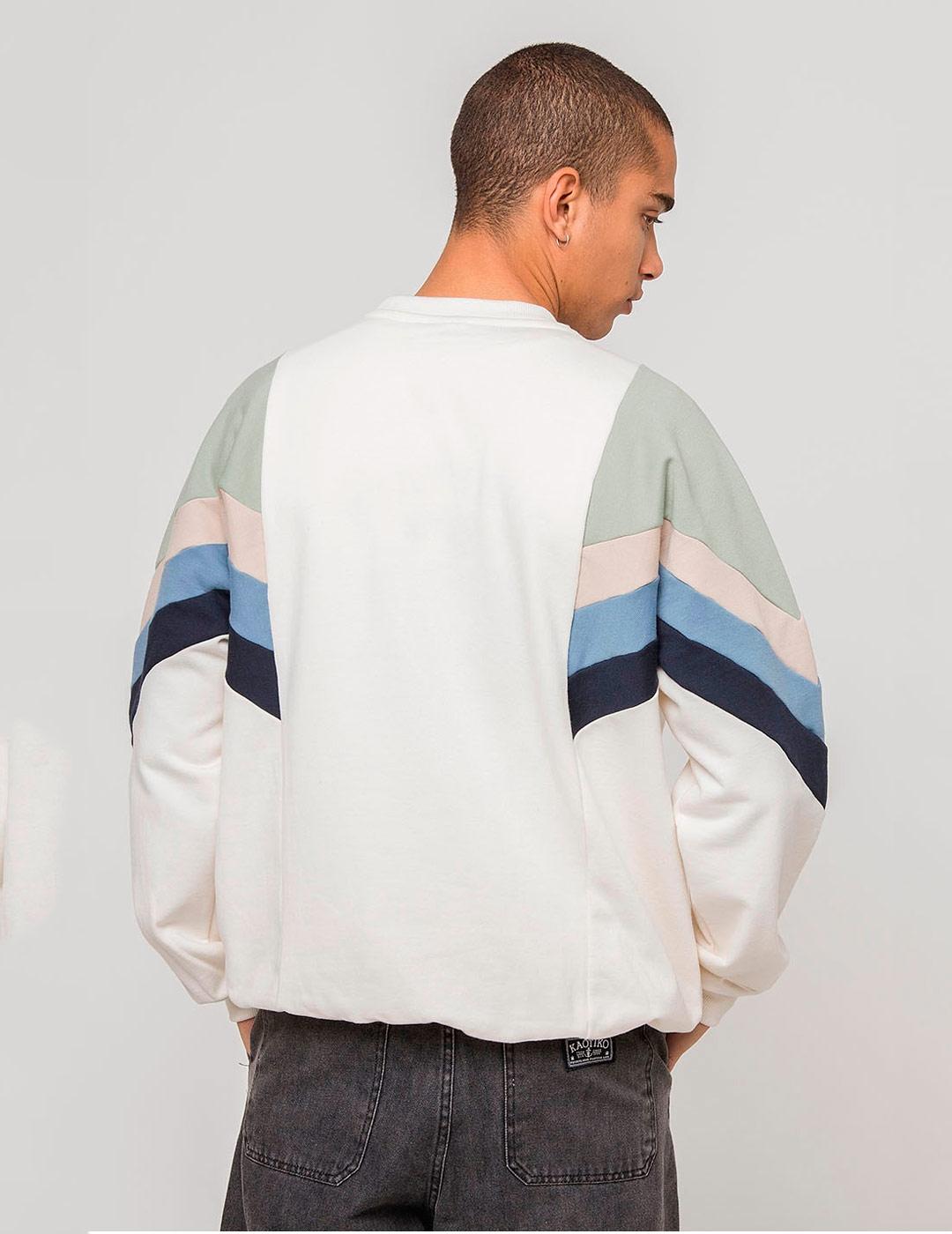Sudadera Crew KAOTIKO SEATTLE - Marfil/Fresh Green/Azul