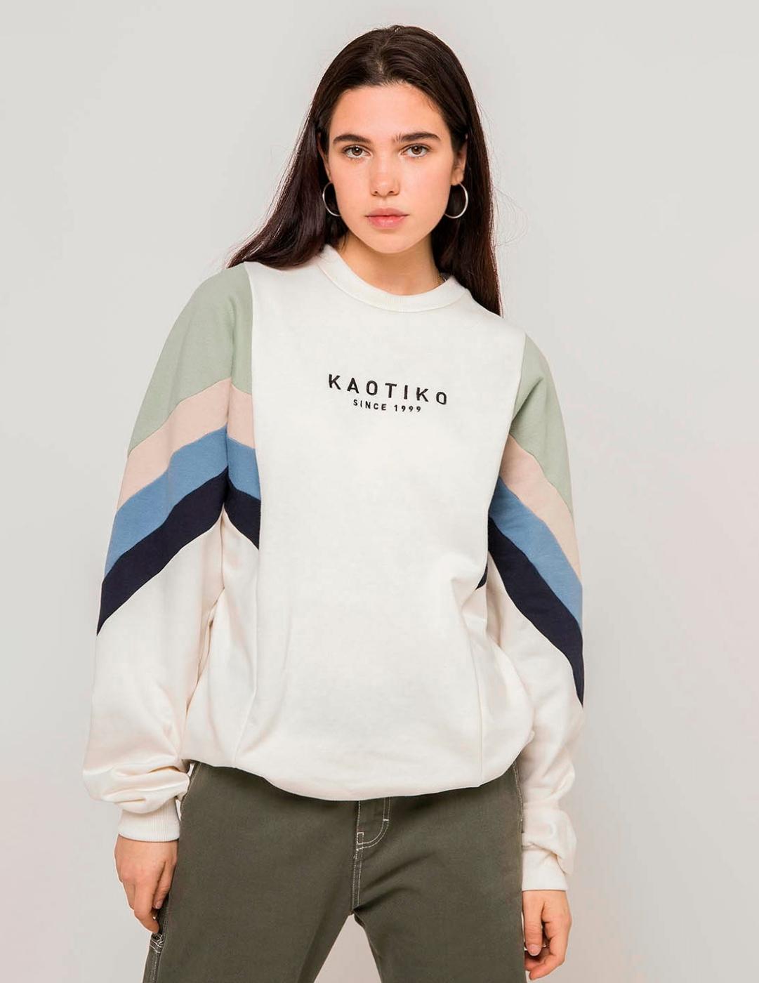 Sudadera Crew KAOTIKO SEATTLE - Marfil/Fresh Green/Azul