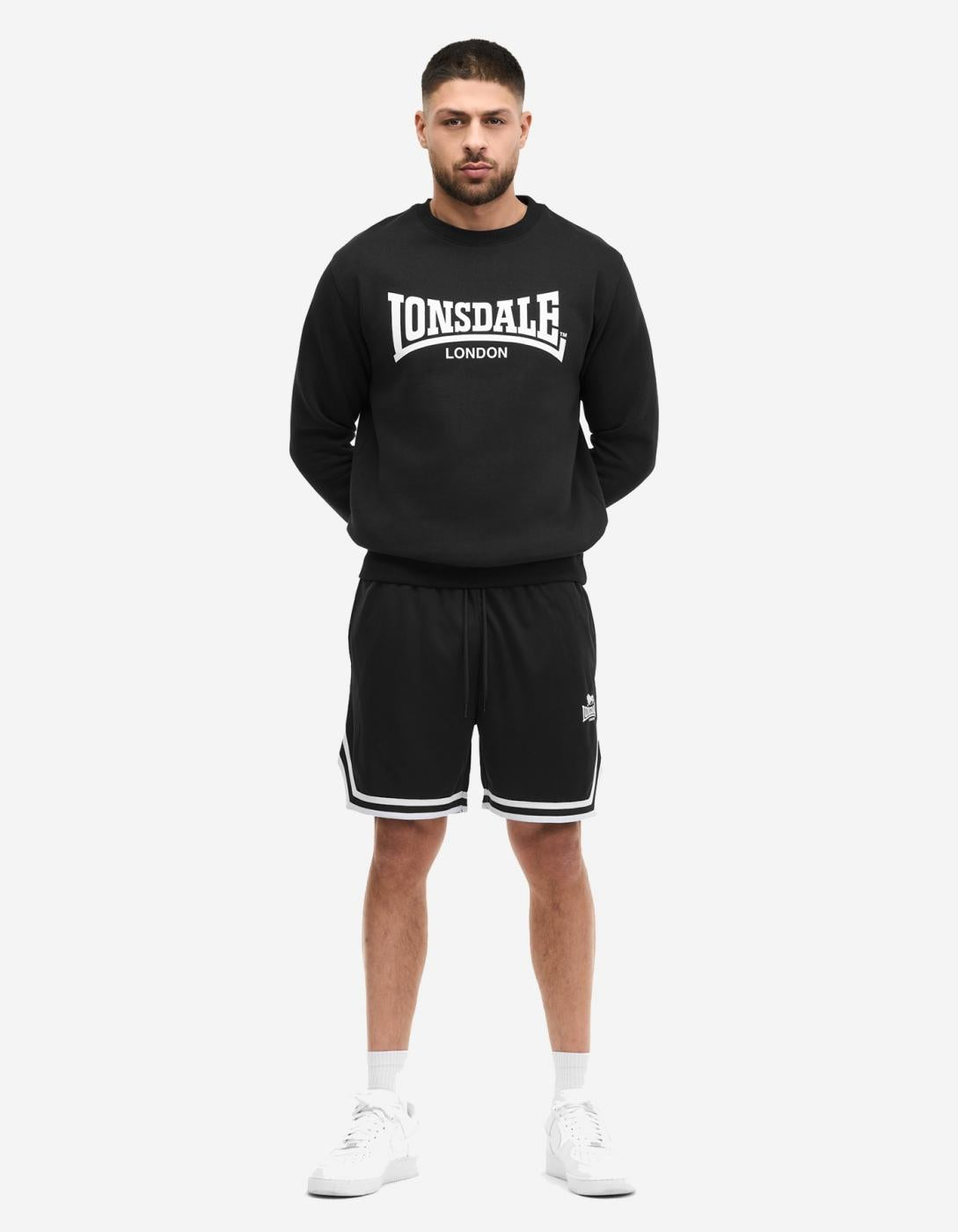 Sudadera Crew LONSDALE WELHAM - Black/White