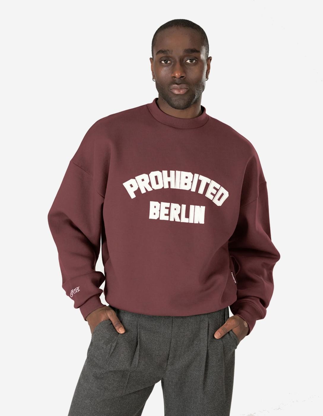 Sudadera Crew PROHIBITED BERLIN  - Berry