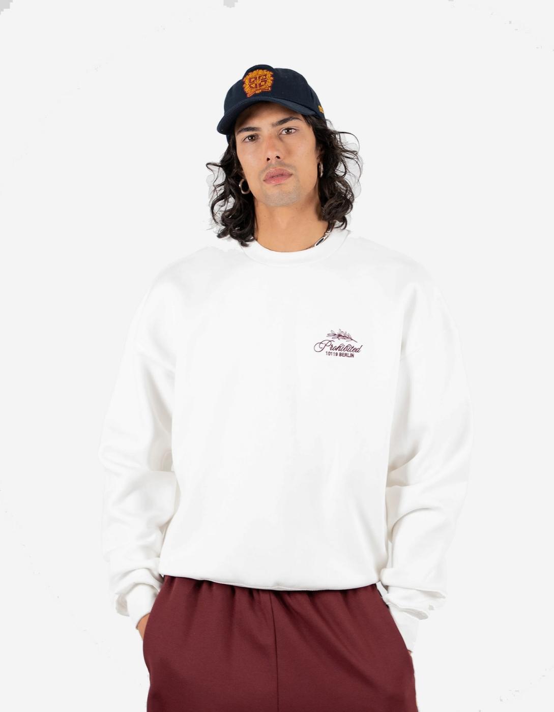 Sudadera Crew PROHIBITED LEAF - Off White
