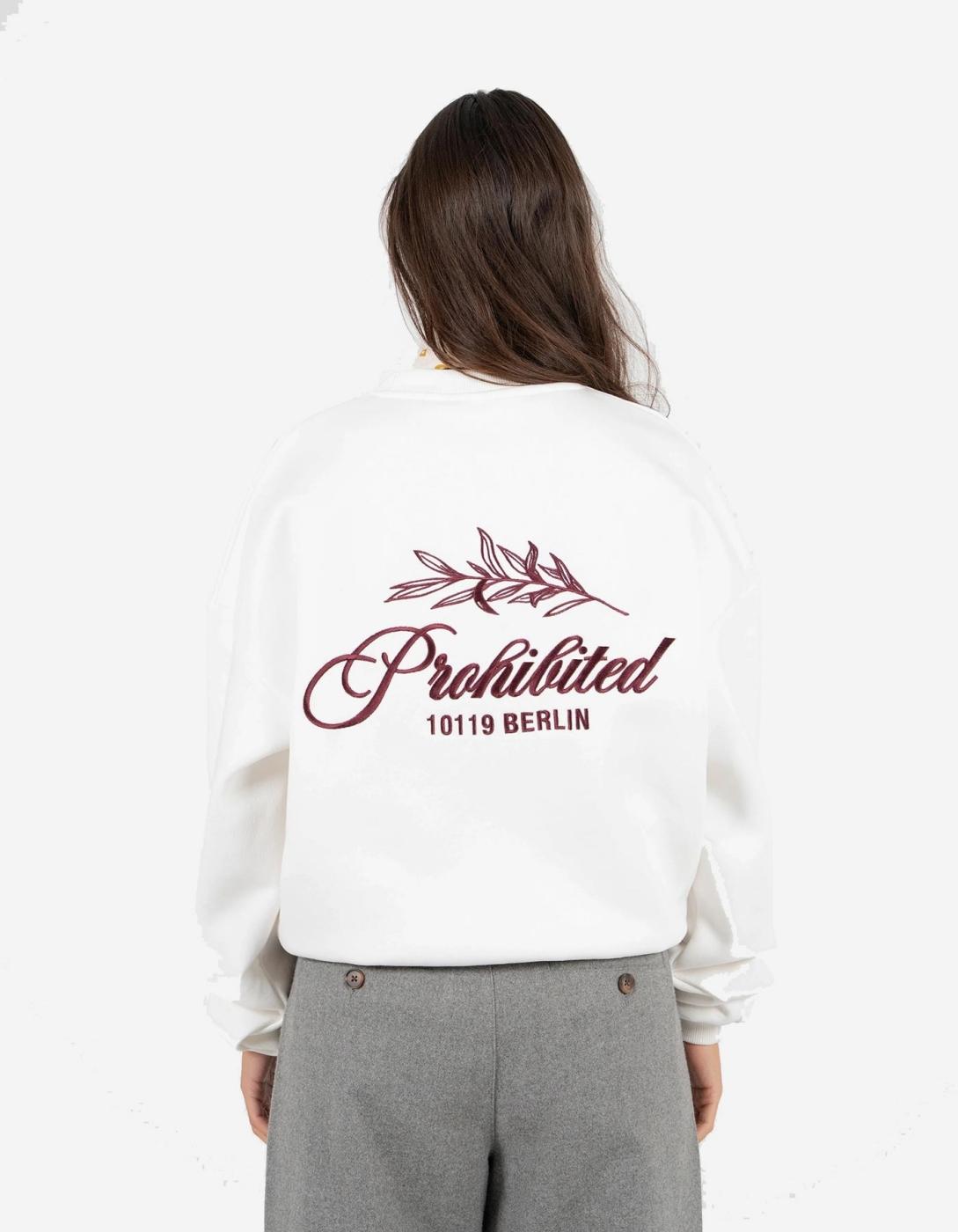 Sudadera Crew PROHIBITED LEAF - Off White