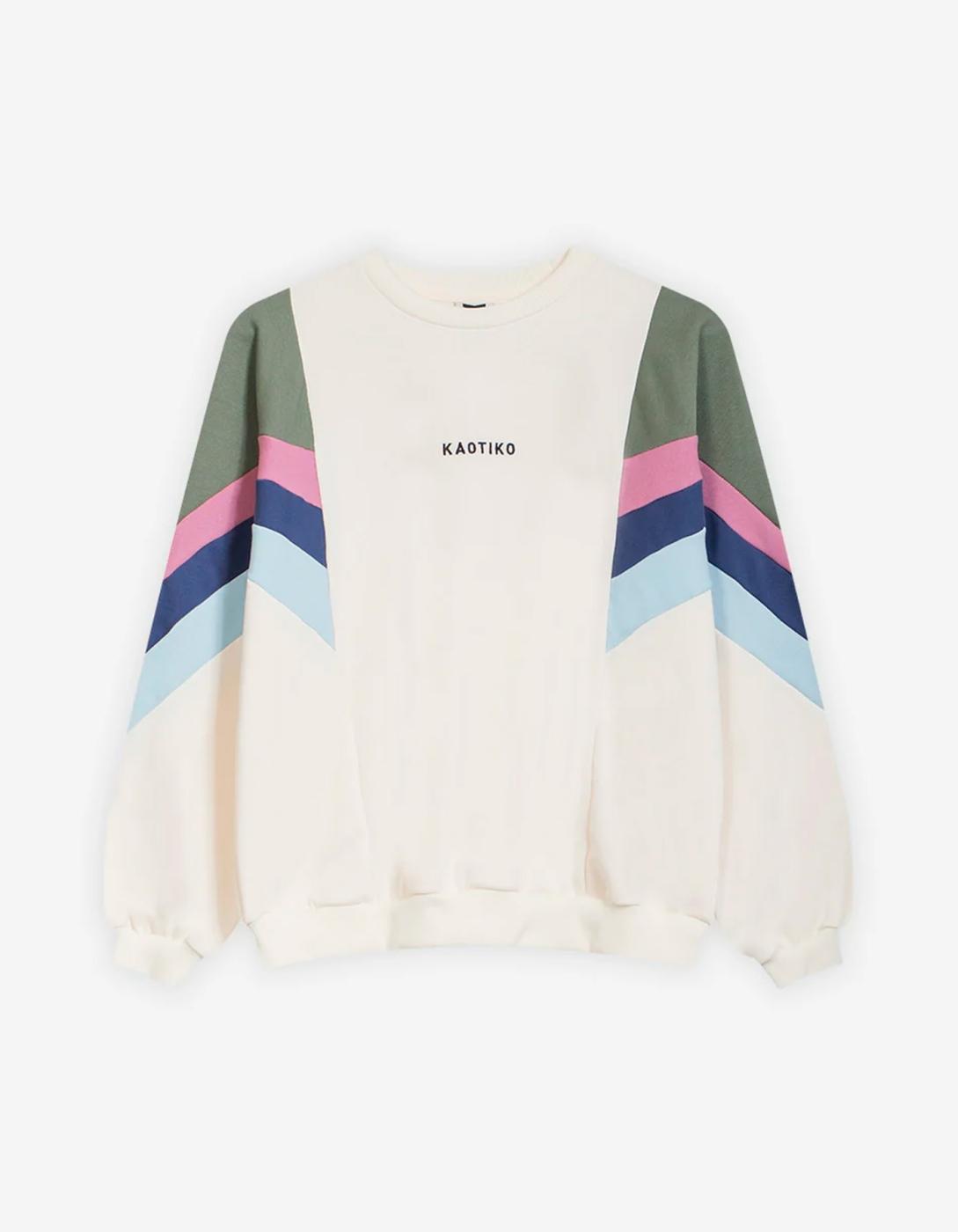 Sudadera KAOTIKO Crew GINGER - Ivory/Old Green/Orchid/Tint