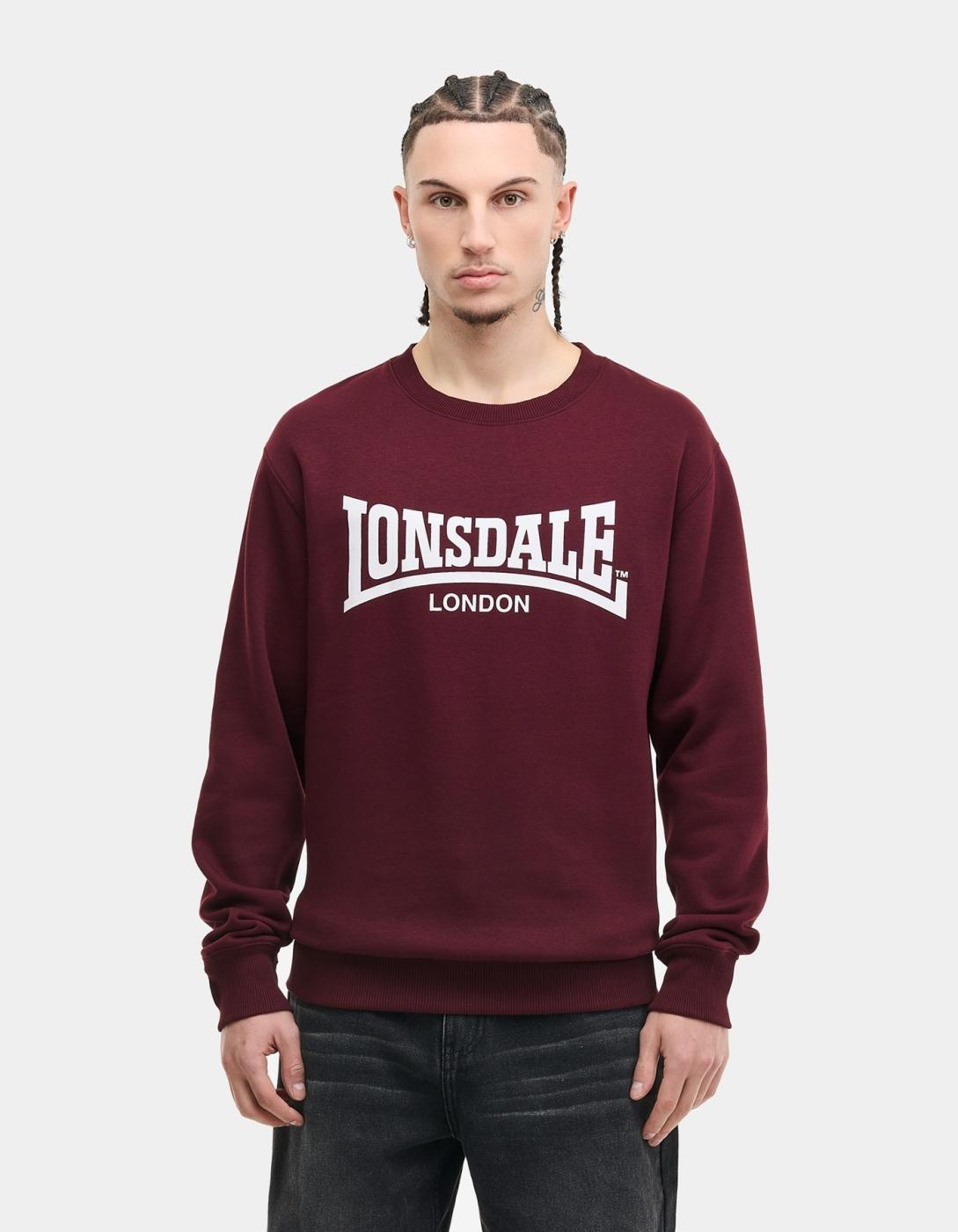 Sudadera LONSDALE Crew WELHAM - Oxblood/Ecru
