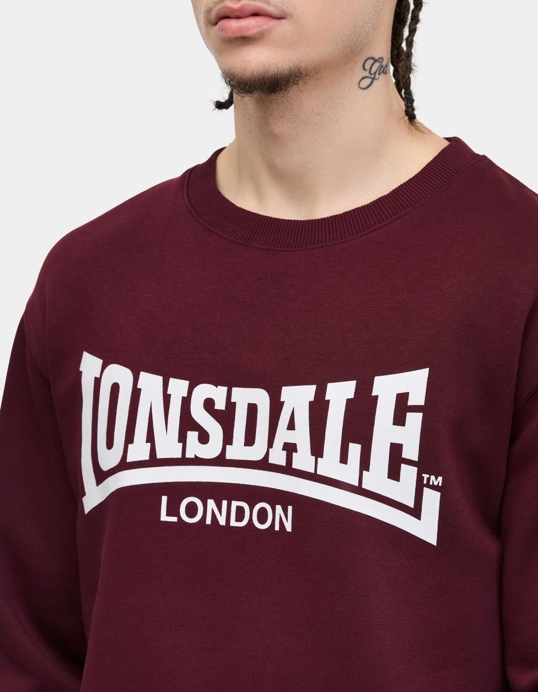 Sudadera LONSDALE Crew WELHAM - Oxblood/Ecru