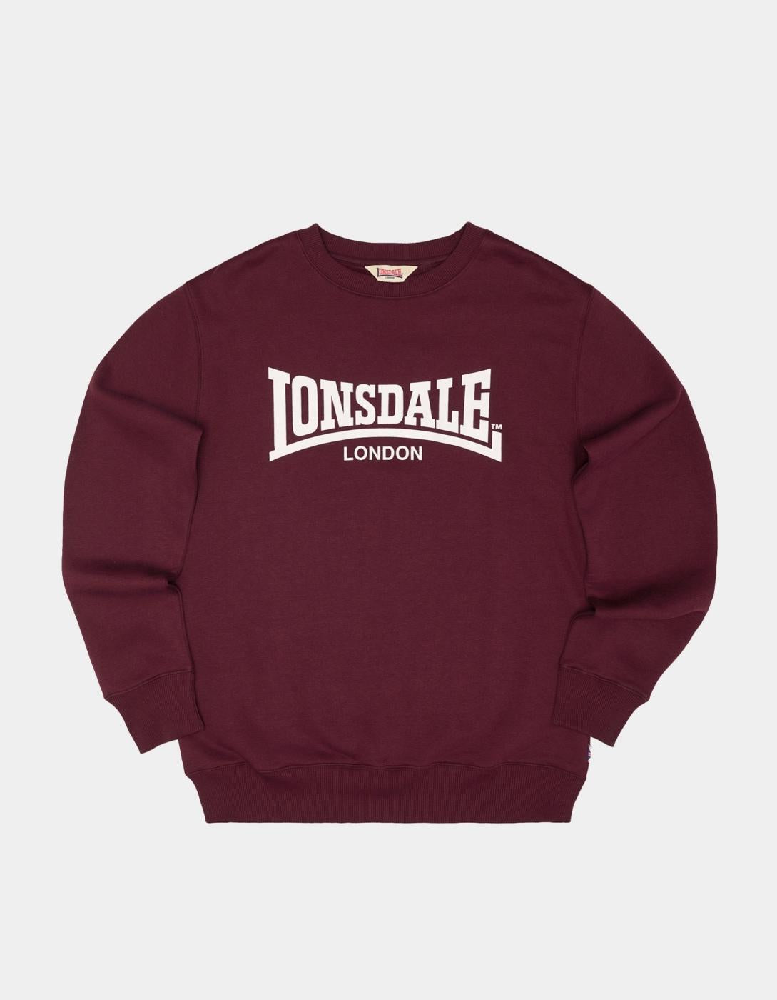 Sudadera LONSDALE Crew WELHAM - Oxblood/Ecru