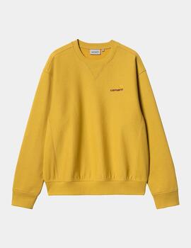 Sudadera Crew CARHARTT AMERICAN SCRIPT - Golden Olive