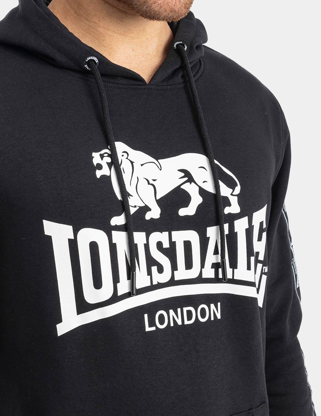 Sudadera Capucha Lonsdale SCOUSBURGH - Black/White