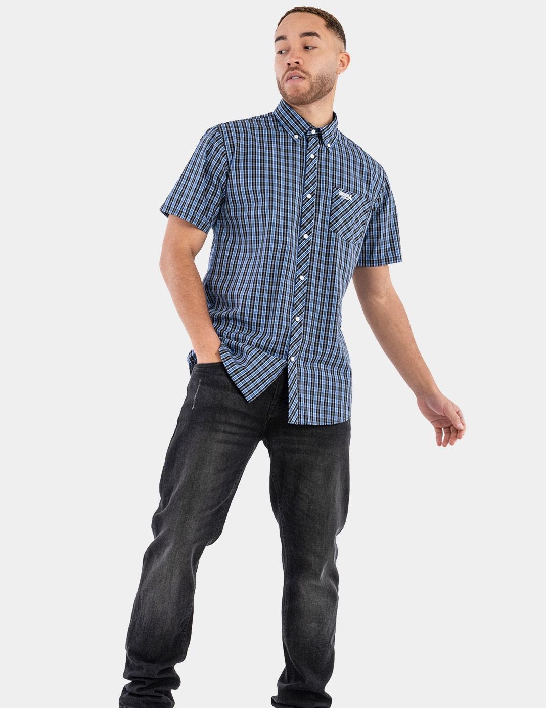 Camisa Lonsdale BRIXWORTH - Blue/White/Black