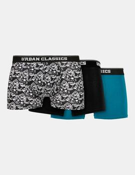 Bóxer URBAN CLASSIC ORGANIC 3 PACK - Detail Aop/Black/Jasper