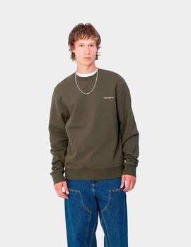 Sudadera CARHARTT Crew SCRIPT EMBROIDERY - Cypress / White