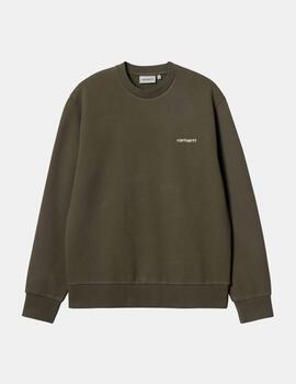 Sudadera CARHARTT Crew SCRIPT EMBROIDERY - Cypress / White