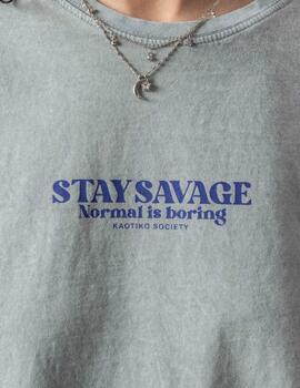 Camiseta KAOTIKO WASHED STAY SAVAGE - Steel