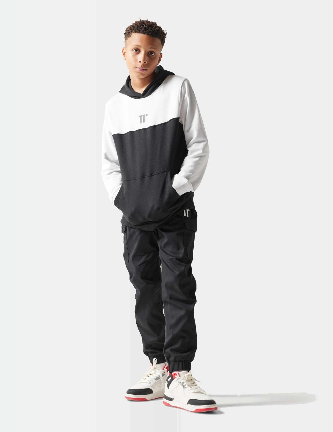 Sudadera 11 DEGREES JR COLOUR BLOCK - Black/ White