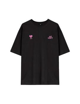 Camiseta KAOTIKO WASHED HOT STUFF HEART - Black