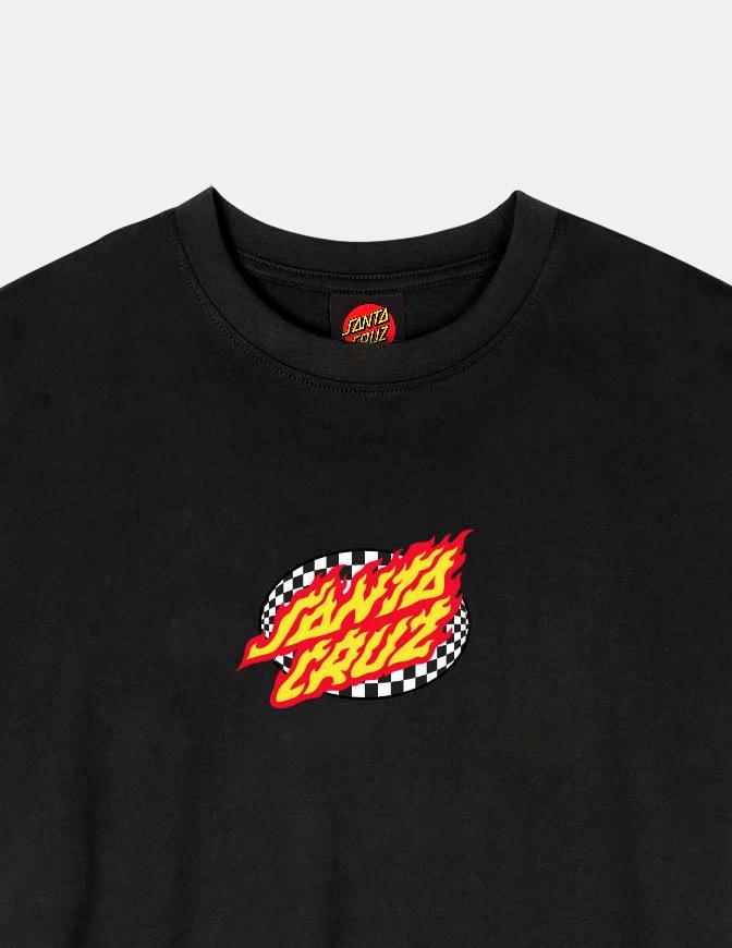 Camiseta SANTA CRUZ OVAL CHECK FLAME FRONT - Black