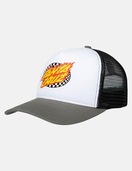 Gorra SANTA CRUZ OVAL CHECK FLAME MESHBACK- White/Stone Grey