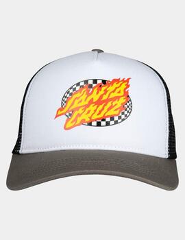 Gorra SANTA CRUZ OVAL CHECK FLAME MESHBACK- White/Stone Grey