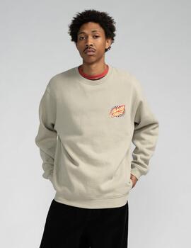 Sudadera Crew SANTA CRUZ OVAL CHECK FLAME - Stone Grey