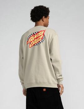 Sudadera Crew SANTA CRUZ OVAL CHECK FLAME - Stone Grey