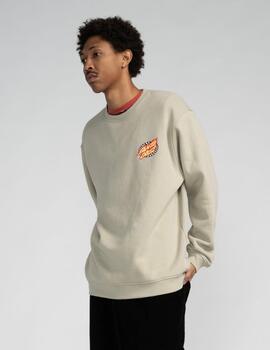 Sudadera Crew SANTA CRUZ OVAL CHECK FLAME - Stone Grey