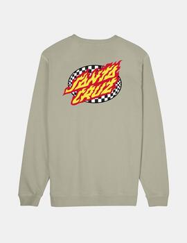 Sudadera Crew SANTA CRUZ OVAL CHECK FLAME - Stone Grey