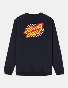 Sudadera Crew SANTA CRUZ OVAL CHECK FLAME - Black