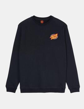 Sudadera Crew SANTA CRUZ OVAL CHECK FLAME - Black