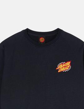 Sudadera Crew SANTA CRUZ OVAL CHECK FLAME - Black