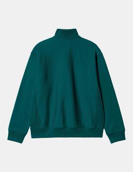 Sudadera CARHARTT HALF ZIP AMERICAN SCRIPT - Malachite