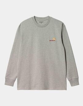 Camiseta Manga Larga CARHARTT AMERICAN SCRIPT - Grey Heathe